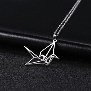 Collier en acier inoxydable avec grue Origami pour femmes et filles, ras du <span class=keywords><strong>cou</strong></span>, cadeaux <span class=keywords><strong>de</strong></span> noël - Product Image 2