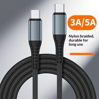 MOQ Rendah Kualitas Bagus 48 Kepang Nilon 1-2m [In-Mold Injection] Kabel Data PD 60W C ke C Tipe-C 5A 100W Pengisian Cepat Single Head