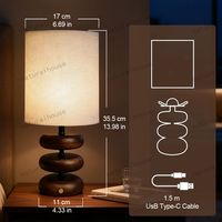 Lampe d'ambiance LED moderne et écologique avec base en bois de caoutchouc empilable, lumière douce et chaude, lampe de table décorative pour chambre à coucher, salon, maison