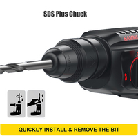 Perceuse à marteau électrique rotatif, outils d'impact de qualité, marteau perforateur électrique, SDS plus 26mm, 2 pièces