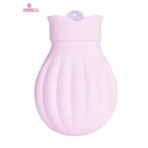 Lesheros Silicone Reusable Cute Ice Pack Cold And Hot Use Hot Water Bag With Knit Cover