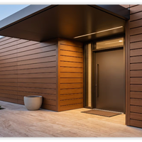 Revêtement mural extérieur pour villa, en aluminium co-extrudé, à grain de bois profond et large, imperméable, ignifuge, pour usage commercial, avec design graphique