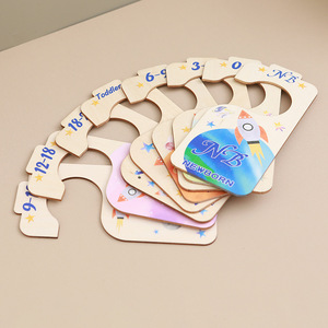 Wooden baby <b>clothes</b> divider <b>tags</b>, UV-printed newborn <b>clothes</b> classification <b>tags</b>, 3mm thick, 8-piece set - Product Image 1