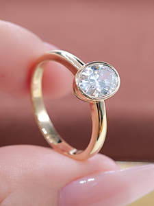 Bague <span class=keywords><strong>Solitaire</strong></span> Personnalisée en Or 14K avec Diamant de Laboratoire VVS Certifié IGI HPHT CVD 1CT, Bijou Fin, Bague de Fiançailles Ovale pour Femme - Product Image 2