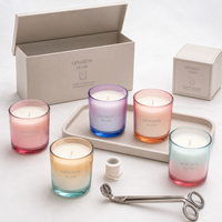 Pot à bougie en verre arc-en-ciel irisé personnalisé, récipient en verre coloré réutilisable pour la fabrication de bougies et l'emballage de parfums d'intérieur
