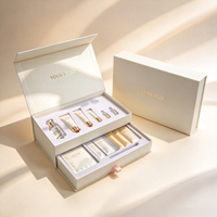 Boîte magnétique personnalisée, boîte cadeau rigide, insert en EVA pré-découpé, emballage multi-emplacements, boîte en papier pour ensemble complet de soins de la peau, boîte en papier d'emballage