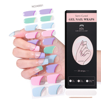 Autocollants personnalisés anti-français pour ongles en gel semi-durci de couleur arc-en-ciel dans un emballage de boîte en papier
