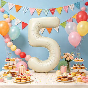 Party Love Numero Crema N5 100 Cm 12 Pcs Bag Balloon Elegant Number Balloon for Celebrations - Product Image 3