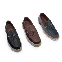 Chaussures bateau décontractées pour hommes Simonspark en cuir véritable tressé à la main avec corde de chanvre, confortables et fabriquées en gros