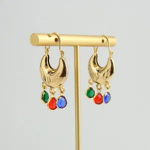 Hot Sale gold bali earrings designs women's cubic zirconia earrings wholesale half moon earrings