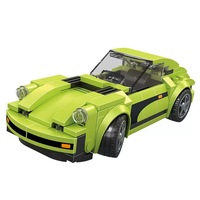 Ensemble de construction de voiture de course verte personnalisable, à construire soi-même, blocs de construction en plastique ABS éducatifs, échelle 1:12