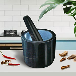 Batterie de cuisine moderne de qualité avec <span class=keywords><strong>mortier</strong></span> et pilon en granit marbré et outils à épices en boîte - Product Image 6