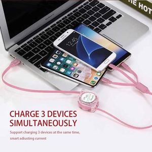 Câble de charge rétractable universel 3-en-1 avec logo personnalisé pour promotion en gros – Câble de charge USB multiple avec logo sur mesure - Product Image 6