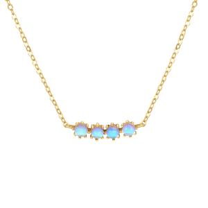 Collar con Colgante de Piedra Lunar WHITE TIDE de QLEESI, Joyería Creativa Chapada en Oro de 18K y Plata de Ley S925 - Product Image 1