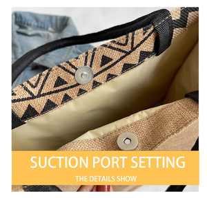 <strong>Custom</strong> <strong>Printed</strong> <strong>Jute</strong> <strong>Tote</strong> <strong>Bag</strong> Suction Buckle Design Large Capacity Waterproof Feature Featuring Cartoon Pattern Cotton Rope - Product Image 2