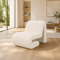 Fauteuil d'appoint luxueux en velours côtelé avec ruban, chaise longue postmoderne à forme continue pour hôtel et studio