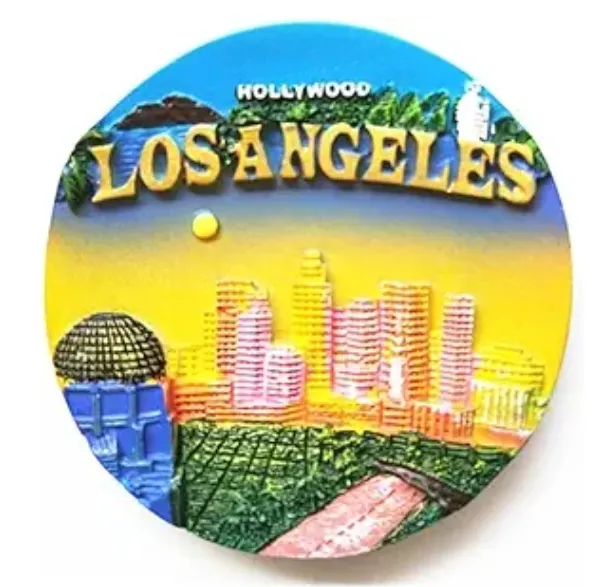 Suvenir perjalanan kota Magnet kulkas 3D Hollywood Skyline Los Angeles Resin