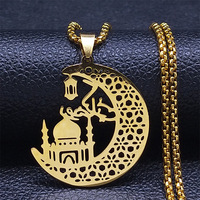 Adorable unique en forme de C plaqué or mosquée lune pendentif mode créative dentelle découpe conception minimaliste chaînes Style bijoux