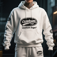 Ensemble streetwear assorti, sweat-shirt à capuche surdimensionné et pantalon de survêtement avec lettres personnalisées brodées, pour hommes