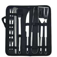 Ensemble d'ustensiles de barbecue en métal résistant à la chaleur, non revêtu, facile à nettoyer, spatule, fourchette, pinces, couteau, brochettes, pour le camping et les activités de plein air, 3/9/20 pièces