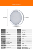 Éclairage d'armoire ultra-mince à 21 perles LED rond Saloon Car Kitchen Wine Display Ceiling Spotlights Smart Home Puck Light