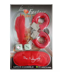 Kit de Bondage Negro, Rojo y Rosa, Juego de 4 Piezas, Esposas, <span class=keywords><strong>Dados</strong></span> Sexuales, Pluma para Azotes, Antifaz, Parche para Ojos, Juguetes Sexuales Exóticos para Amantes - Product Image 1