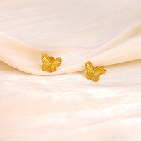 Joyería de temperamento para mujer, pendientes de mariposa versátiles, joyería de acero inoxidable, pendientes de trébol de cinco hojas de la suerte para mujer