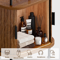 Table de chevet haute avec 2 prises CA et USB Type-C, trou de rangement dissimulé pour câbles, pour chambre et salon