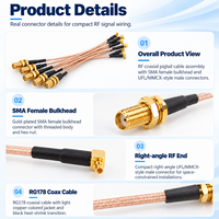 Câble coaxial RF RG178 avec connecteurs SMA femelle, UFL, MMCX mâle, faisceau de câbles d'antenne de communication, câble SMA femelle