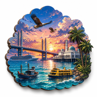 Aimants de réfrigérateur personnalisés en MDF 3D avec design anime, souvenirs touristiques de Penang, impression détaillée de plusieurs monuments