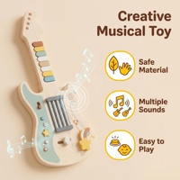 Guitare en bois pour enfants avec chansons rock intégrées, rétroaction lumineuse, expérience de jeu réaliste pour les tout-petits, éveil musical précoce