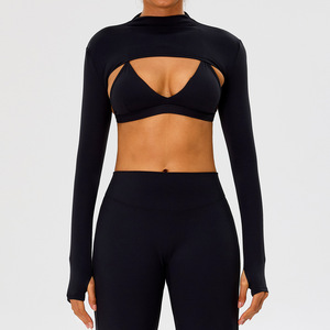 LX Ensemble de sport 4 pièces pour <span class=keywords><strong>femme</strong></span> : Soutiens-gorge de sport Plunge V, <span class=keywords><strong>Bolero</strong></span>, Shorts et Leggings - Product Image 6