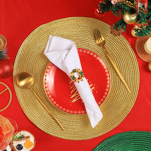 Christmas Color Matching PP Shiny Silk <b>Placemats</b> Tabletop Anti-scald Decorative Mats Premium Feeling Christmas Accessory Mats - Product Image 3
