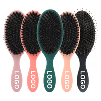 Brosse démêlante promotionnelle pour cheveux avec coussinets doux en nylon et poils de sanglier, brosse massante pour soins capillaires avec logo