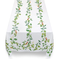 Nappe en lin imprimée motif vigne aquarelle, style jardin frais, en pur coton, pour salle à manger, mariage, décoration intérieure, personnalisable