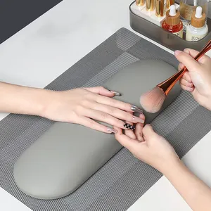 Yüksek kaliteli deri 3 renkli tırnaklar  sanat kol dayama katlanabilir bacak tırnak sanat el yastık Nail Art güzellik salonu uygulanabilir