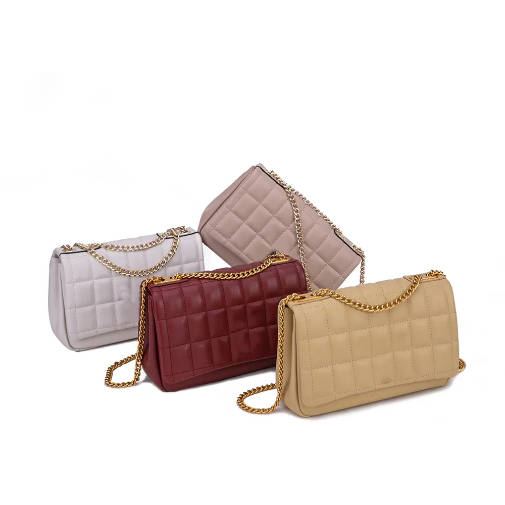 New Fashion Trends Small Soft Square Bag Grid Style Leather Clutch Shoulder Messenger Women Bags Cross Body Bag
