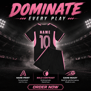 Maglia da <span class=keywords><strong>Calcio</strong></span> Personalizzata con Pantaloncini, Set Nero e <span class=keywords><strong>Rosa</strong></span> Traspirante, Divisa da Allenamento per Uomini e Bambini - Product Image 3