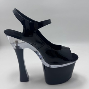 <span class=keywords><strong>Scarpe</strong></span> da Donna <span class=keywords><strong>con</strong></span> <span class=keywords><strong>Tacco</strong></span> Alto 18cm, <span class=keywords><strong>Tacco</strong></span> Grosso Esotico, Plateau Gotico in PU Nero Lucido, Sexy per Pole Dance, Open Toe, Moda da Cerimonia - Product Image 4