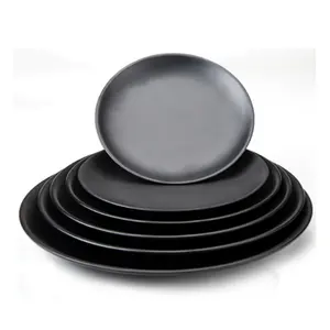 Kitchen Dessert Customized Plate Dinnerware 9 Inch Matte Black Melamine Plate