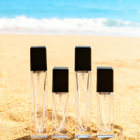 Voyage Taille 5ml 10ml Mini Tube En Verre Parfum Vaporisateur Forme Carrée Transparente avec Bouchon En Plastique