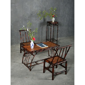 Chinese Style Lacquered Bamboo Tea Table And Chair Set Handmade Living Room Furniture Rectangular Small Desk For Home Use - Product Image 4