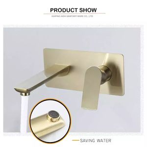 Amaxo đòn bẩy duy nhất chải vàng nước TAP ẩn trong treo tường lưu vực vòi Mixer - Product Image 4