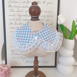 Corea del Sur Venta caliente Ins Style Cat Bow Lace <span class=keywords><strong>Collar</strong></span> <span class=keywords><strong>Dog</strong></span> Cute Princess Plaid Bufanda Accesorios para mascotas al por mayor - Product Image 6