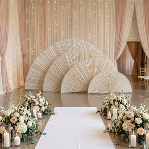 LEDA Elegant Wedding Event Decoration Semicircle Tension Fabric Drapery Round Arch <b>Frame</b> Fan Shaped Stands and Drapery Backdrop - Product Image 1