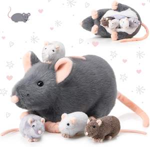 Set - 14 Peluches <span class=keywords><strong>de</strong></span> Rata Madre Grande con 4 Bebés Ratones Pequeños en el Vientre con Cierre, Juguetes <span class=keywords><strong>de</strong></span> Peluche <span class=keywords><strong>de</strong></span> Rata, 5 Piezas <span class=keywords><strong>de</strong></span> Animales <span class=keywords><strong>de</strong></span> Peluche <span class=keywords><strong>de</strong></span> Ratón - Product Image 4