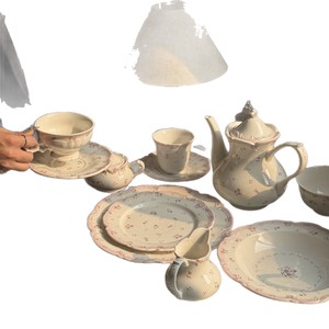 Tazza da Caffè in Ceramica 2026 Originale Francese con Bordo Rosa, Motivo Floreale in Rilievo, Stile Vintage di Lusso Leggero, Retrò, Adatta al Microonde, con Piattino - Product Image 5