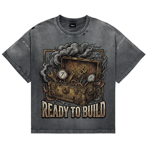 Camisetas de Hombre con Estampado Vintage Estilo Punk, Lavado Ácido, Transpirables, de Algodón de Alta Calidad, Estilo Urbano, para Venta al Por Mayor - Product Image 1