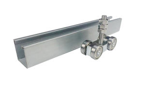 Rail de guidage en acier allié pour porte coulissante, <span class=keywords><strong>chariot</strong></span> à <span class=keywords><strong>4</strong></span> <span class=keywords><strong>roues</strong></span> robuste, silencieux, boulon ASTM M10, 3 écrous - Product Image 2