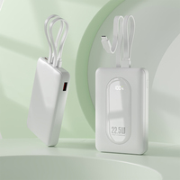 Batterie externe portable 10000 mAh en promotion avec charge ultra-rapide 22,5 W, 2 câbles intégrés, design léger et fin